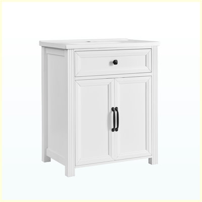 Meuble de salle de bain autoportant blanc de 70,6 cm (27,8 po), meuble de rangement compact pour l'organisation de la salle de bain