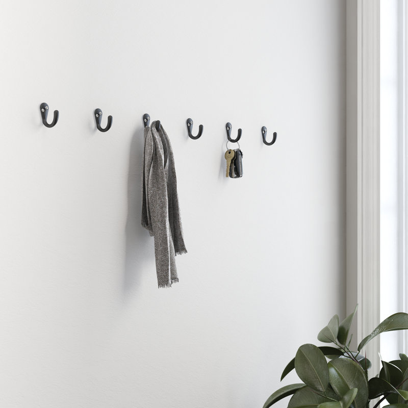 Crochet mural à peigne simple, Noir mat