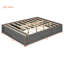 Grand lit plateforme gris antique peu encombrant, bois et panneau de fibres à densité moyenne, design moderne