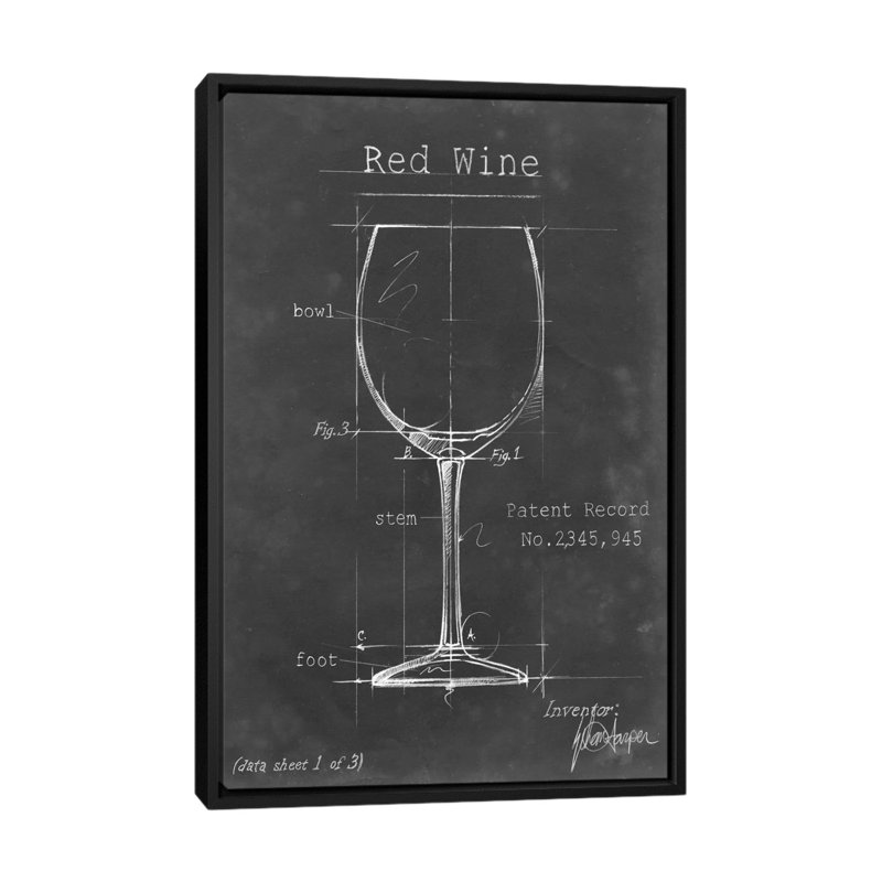 «Barware Blueprint III», impression sur toile, H 26 po x l 18 po, Toile avec cadre noir, Noir