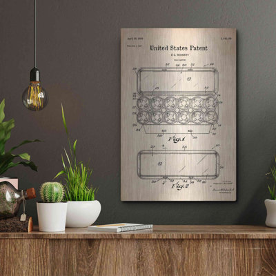 «Egg Carton Blueprint Brevet Parchment», art mural en métal