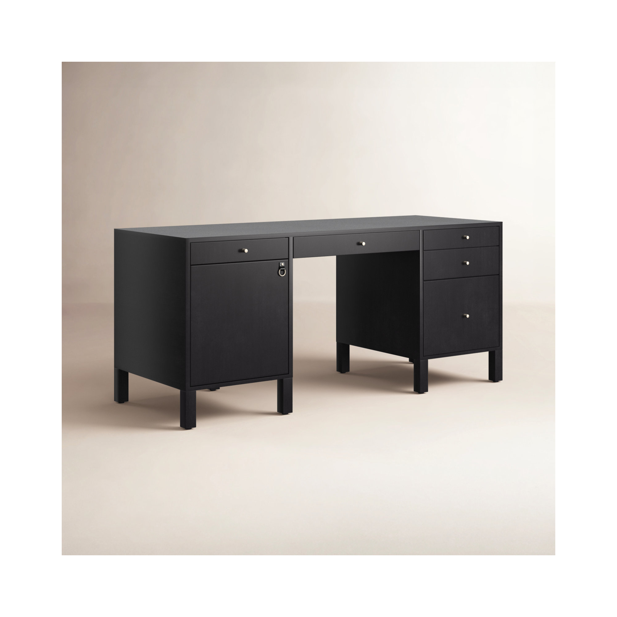 Kenzie Executive Desk, Black Wash Poplar