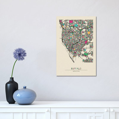 Buffalo, New York Map 1 Piece Wrapped Canvas Painting