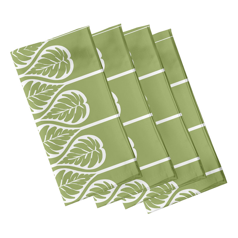 Chyane Polyester Floral Square Napkin, Green