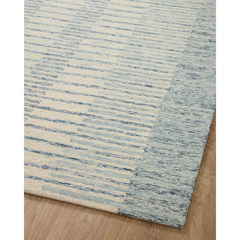 Tapis transitionnel ivoire / denim Chris Loves Julia x Loloi Chris, Carré 7 pi 9 po