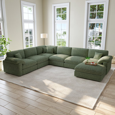Modern 7 - Piece Corner Sectional Sofa Cloud Couch With Removable Ottomans