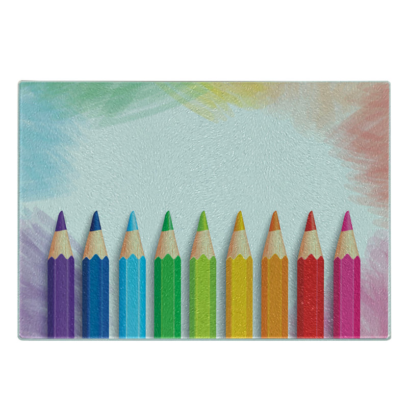 Multicolore Planche à découper en verre trempé Ambesonne Science