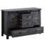 Ensemble de chambre à coucher de style maison de campagne 3 pièces, structure de lit bibliothèque pleine grandeur, commode 5 tiroirs, commode 4 tiroirs, chêne foncé-1332306300-1332306303
