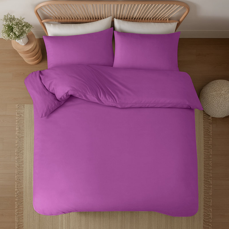 Aspire Homeware Hotel Quality 3 Piece Dyed Duvet Bedding Set with Pillowcases for Soft and Elegant Sleep, Purple