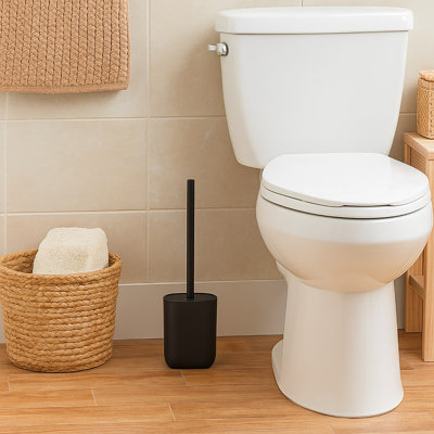 Oval Black Toilet Brush And Holder Set
