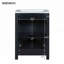 Petit meuble-lavabo de style rétro avec lavabo en céramique, 2 portes à fermeture douce et tablette réglable pour espaces compacts-117546471