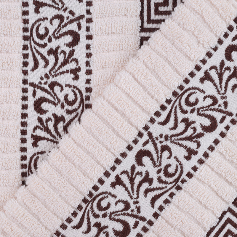 Ensemble de serviettes assorties 100% coton Jiro Athens, Ivoire / Chocolat
