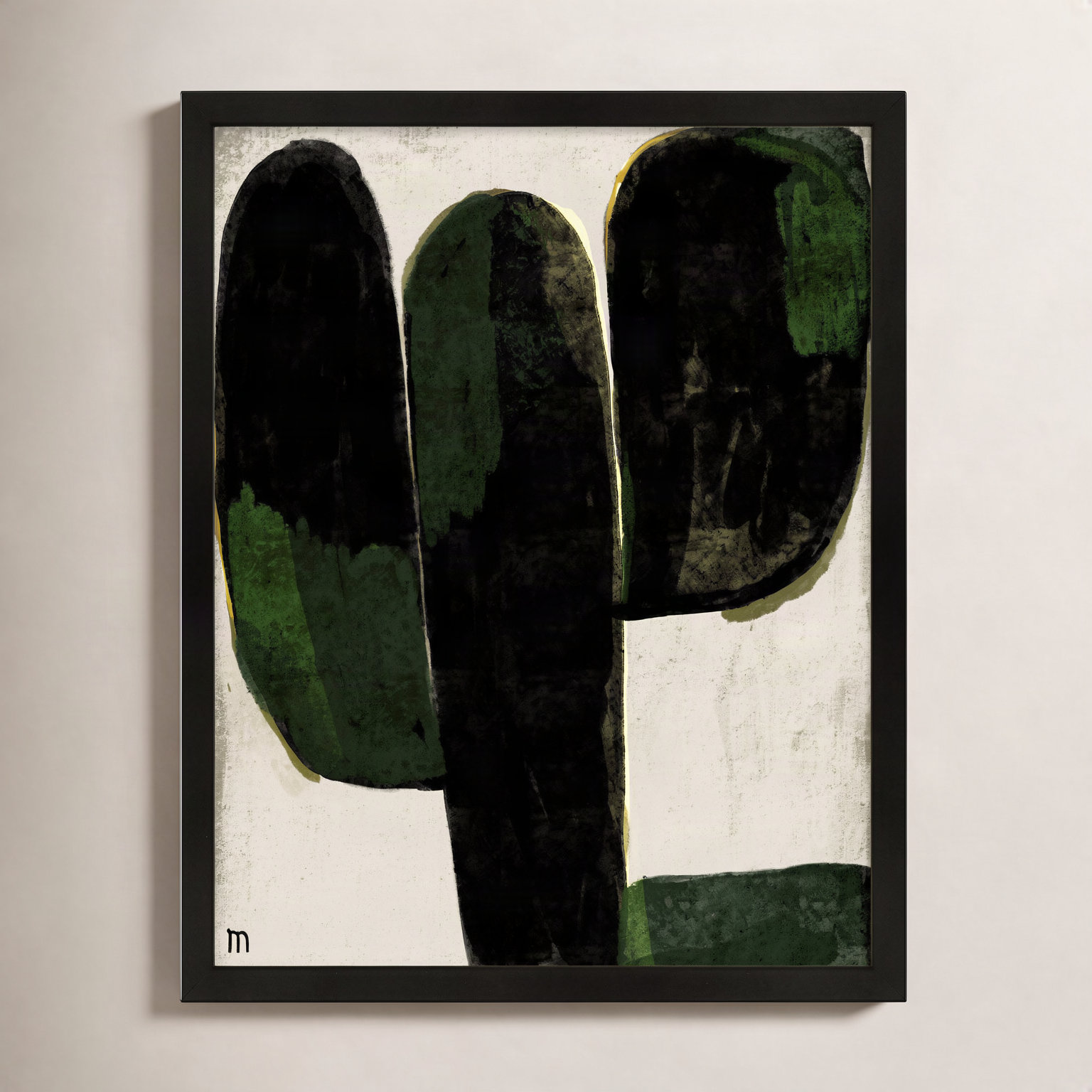 Succulent #1 by StudioM, 20" H x 16" W x 1.25" D, Black