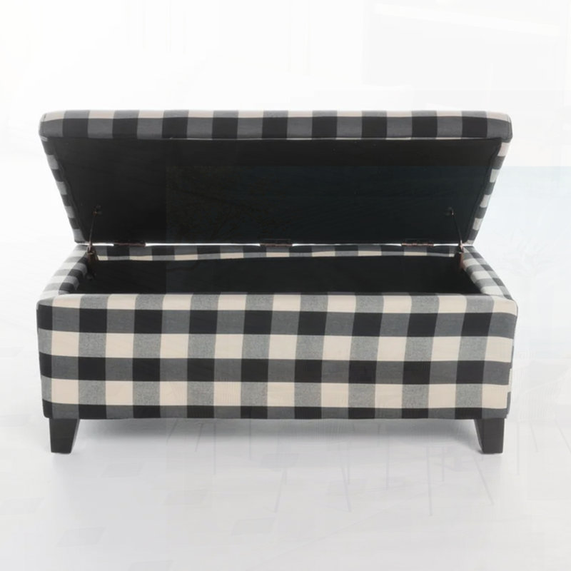 Ingerson 39" Wide Rectangle Ottoman with Storage, Black Polyester