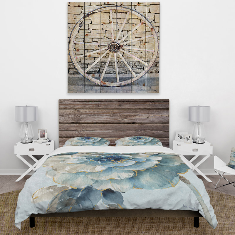 Indigold Watercolor Flower II - Ensemble de housse de couette Farmhouse - Microfibre de polyester