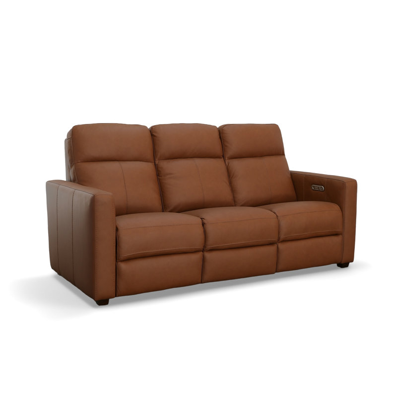 Broadway Leather Power Reclining Sofa with Power Headrests, Cinnamon Leather Match