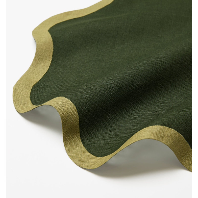 Ondulato Linen Novelty Napkins, Forest/Celadon
