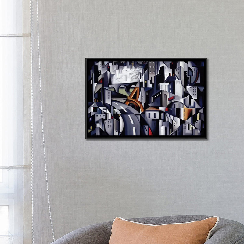 «La Rive Gauche» par Catherine Abel, impression sur toile tendue, Toile avec cadre noir, H 18 po x l 26 po x P 1,5 po