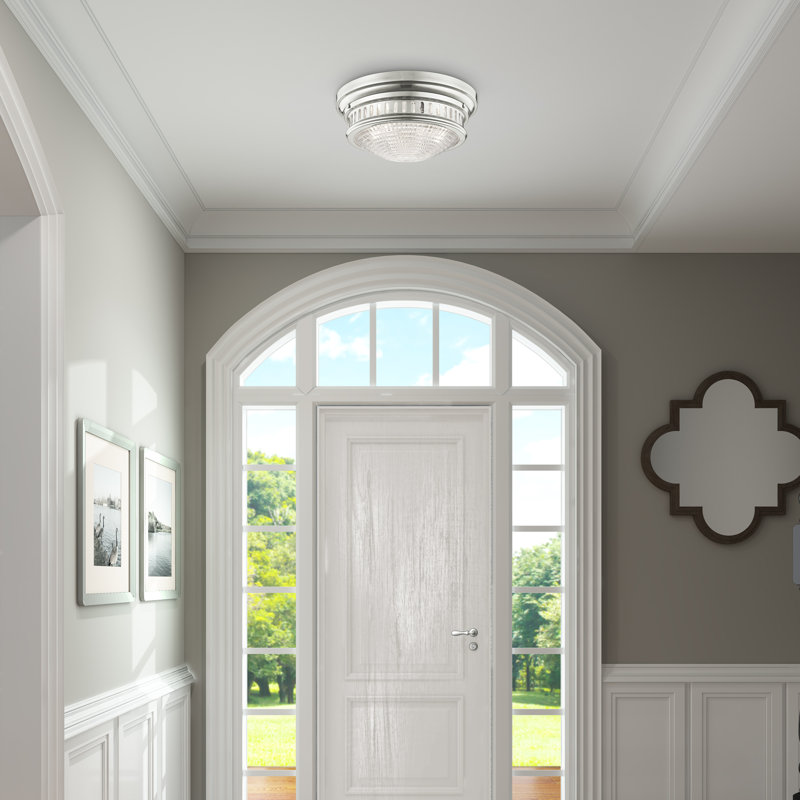 Berwick Glass Flush Mount, Polished Nickel, 6.5" H x 15" W x 15" D