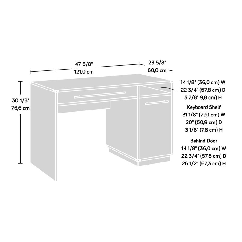 Bureau d'ordinateur moderne gris avec panneau rabattable et rangement réglable, parfait pour le bureau à domicile et les petits espaces