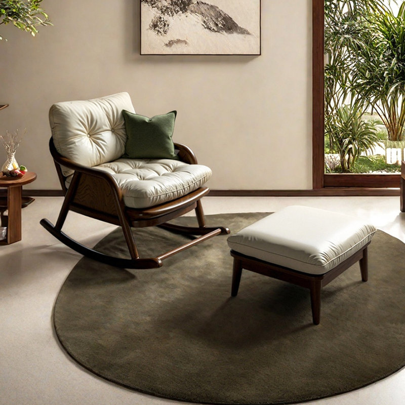 Chaise berçante simple en similicuir de salon