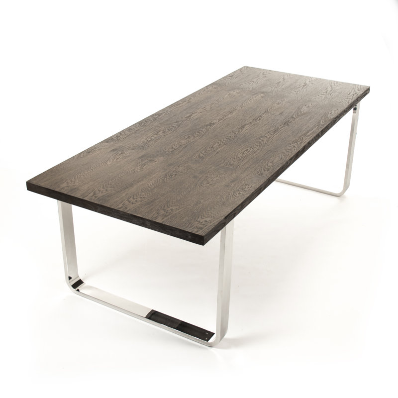 Eclat Solid Wood Top Metal Base Dining Table
