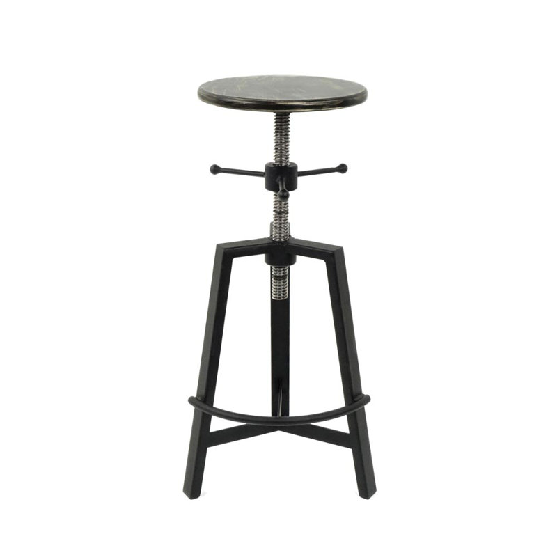 Chino Adjustable Height Counter Stool with Metal Frame, Black