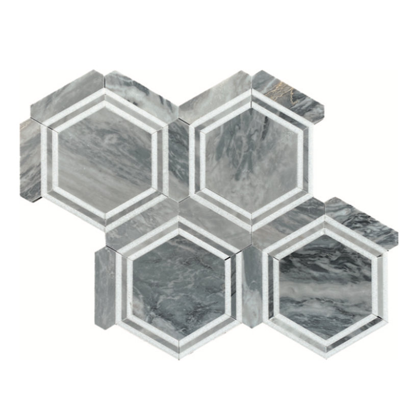 Amelia 6.5" x 6" Marble Honeycomb Polished Mosaic Wall & Floor Tile, Gray