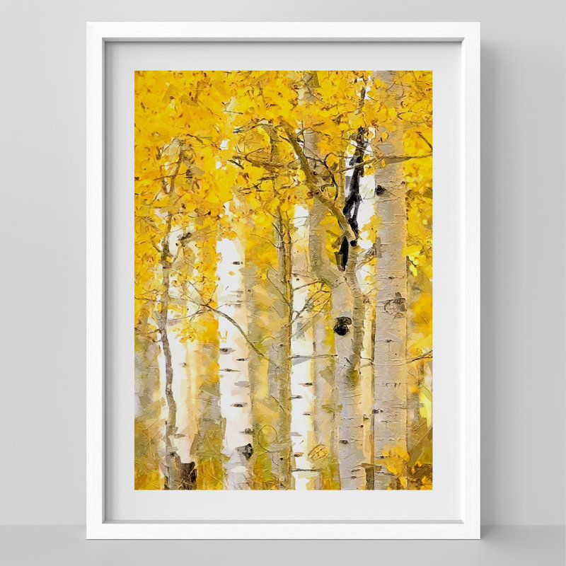 Bouleaux lumineux en automne, H 14 po x l 11 po, Blanc
