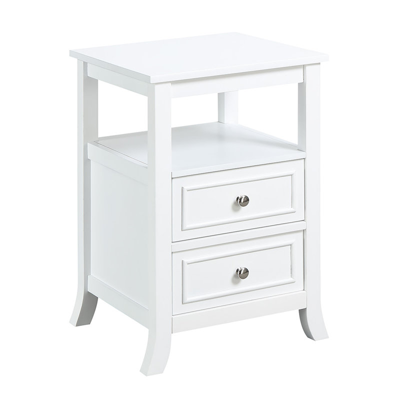 Cahoon 2 Drawer End Table with Shelf, White