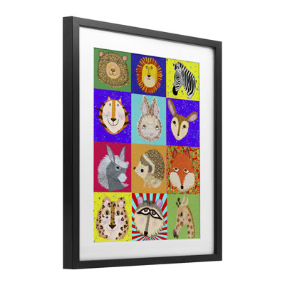 Furry faces animal, reproduction encadrée sous verre, conception de Lynnda Rakos