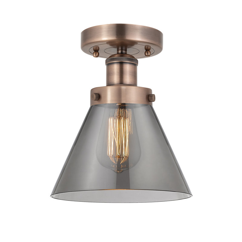 Plafonnier semi-encastré 1 lumière Cone, Plaqué couleur fumée
