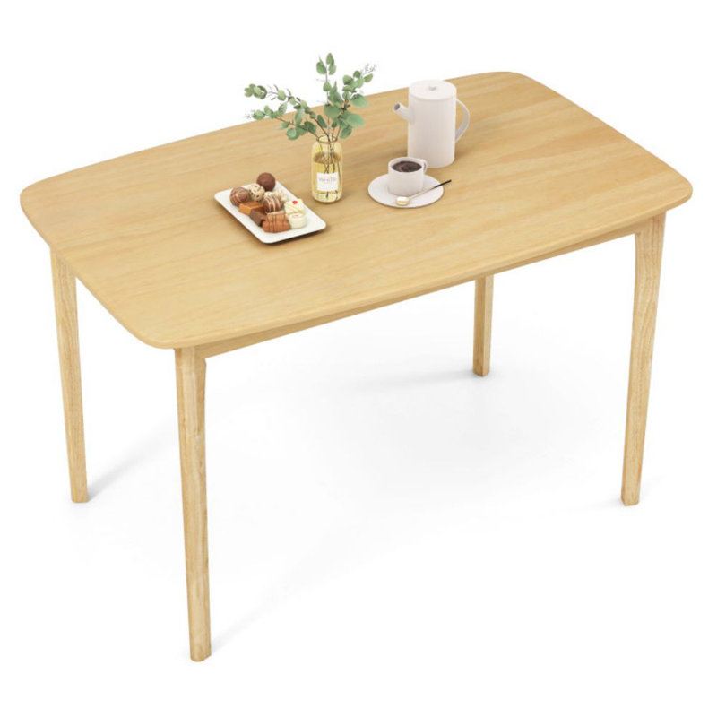 Table de salle à manger 48 pouces en bois massif avec pieds en bois d'hévéa pour la salle à manger de cuisine, Naturel