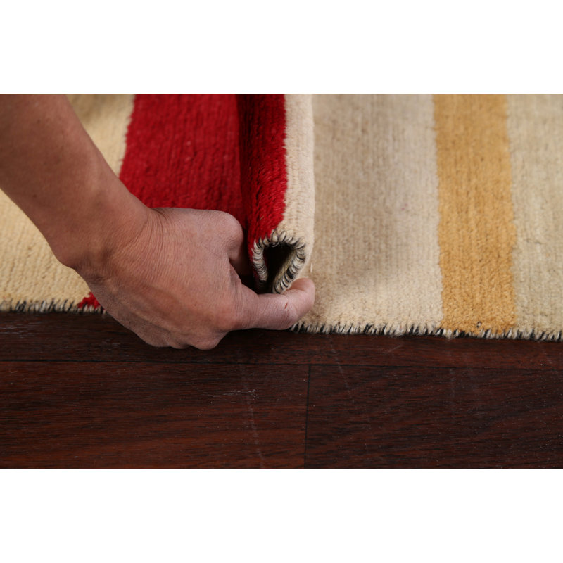 Tapis multicolore noué à la main de conception unique 2 pi 6 po x 3 pi 8 po
