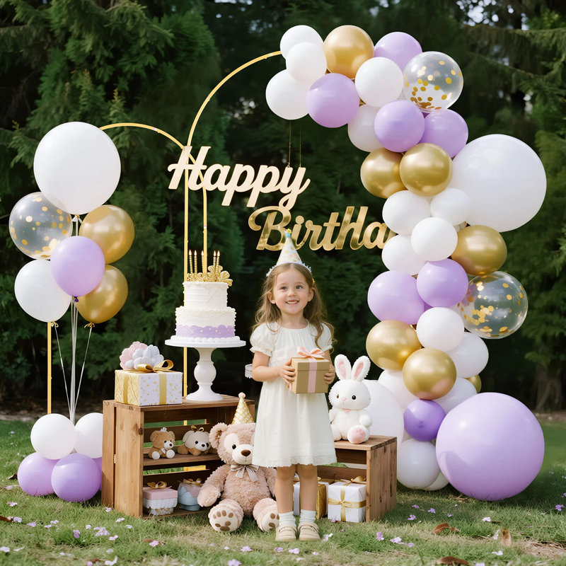 Arch Backdrop Stand, 2.2 m and 1.8 m, Stable Structure, Easy Assembly, Gold Metal Arch Backdrop Stand for Wedding, Birthday Party, Graduation, Celebration, and Ceremony Decoration