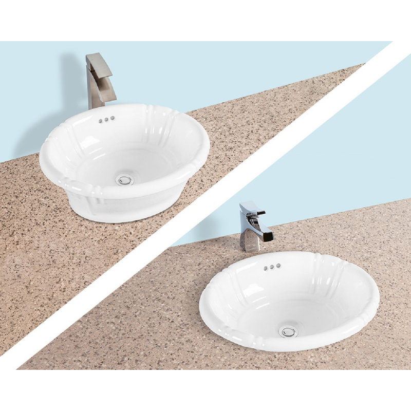 Lavabo de salle de bain à vasque ovale en céramique blanche avec trop-plein