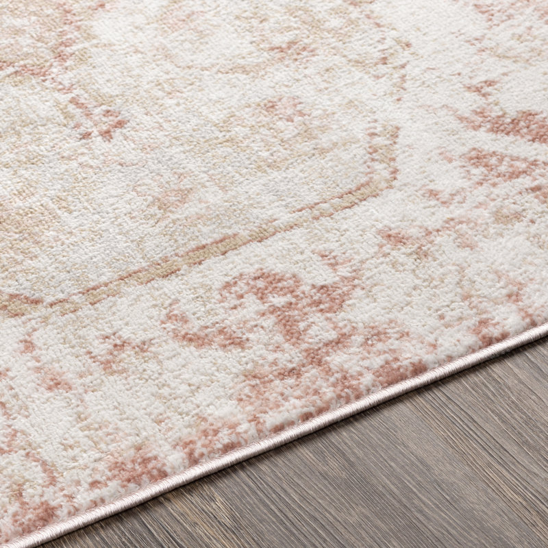 Tapis oriental rose / blanc Cabello, Rectangle de 6 pi 6 po x 9 pi 2 po