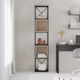 5-Shelf Slim Display Bookcase with Cross Metal Frame