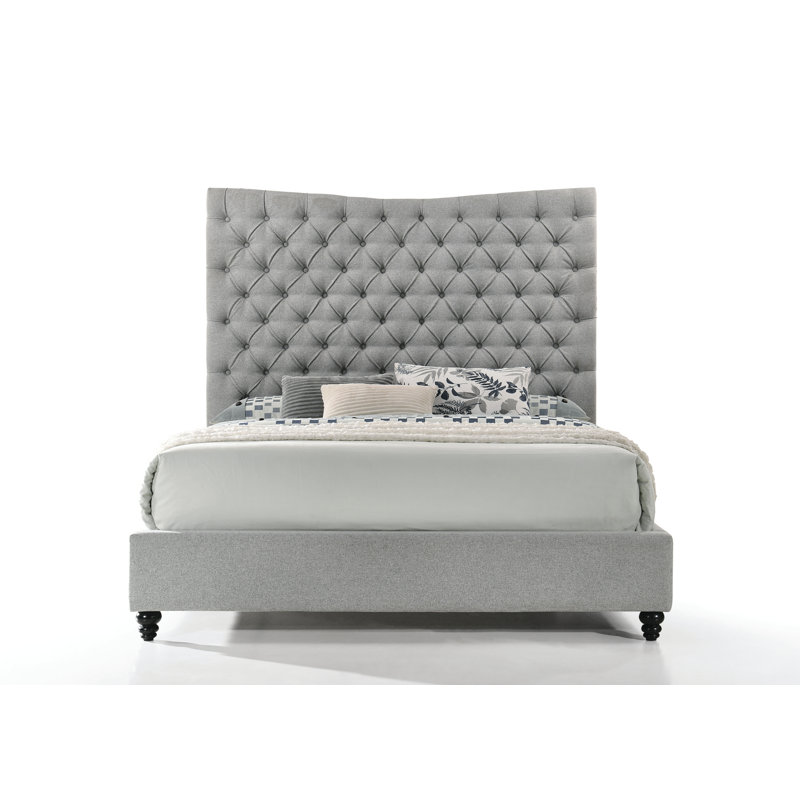 Abey Upholstered Bed, California King, Grey