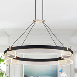 Luminaire suspendu moderne à DEL à intensité variable noir pour la salle à manger Luminaire suspendu au-dessus de la table Lustre moderne pour îlot de cuisine 24 pouces 3000K-6500K