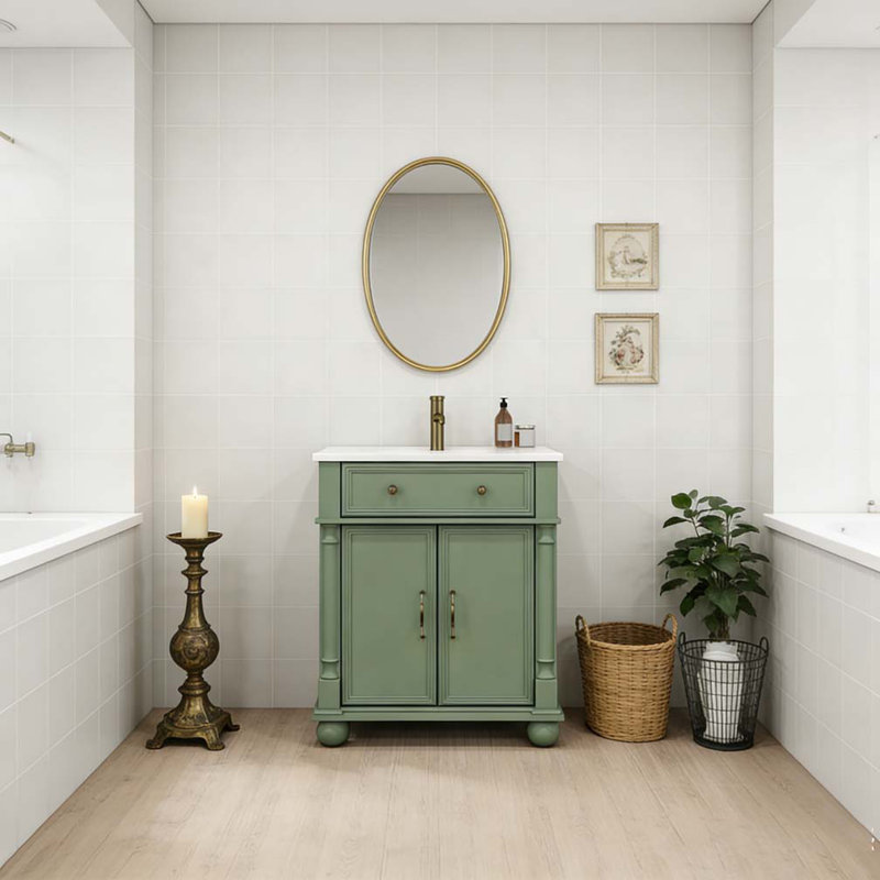 28"Bathroom Vanity, Green
