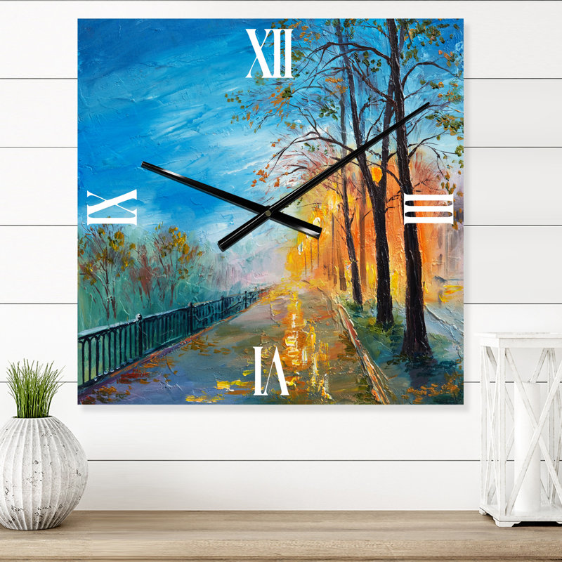 Evening on Autumn Road - Horloge murale traditionnelle, Moyen