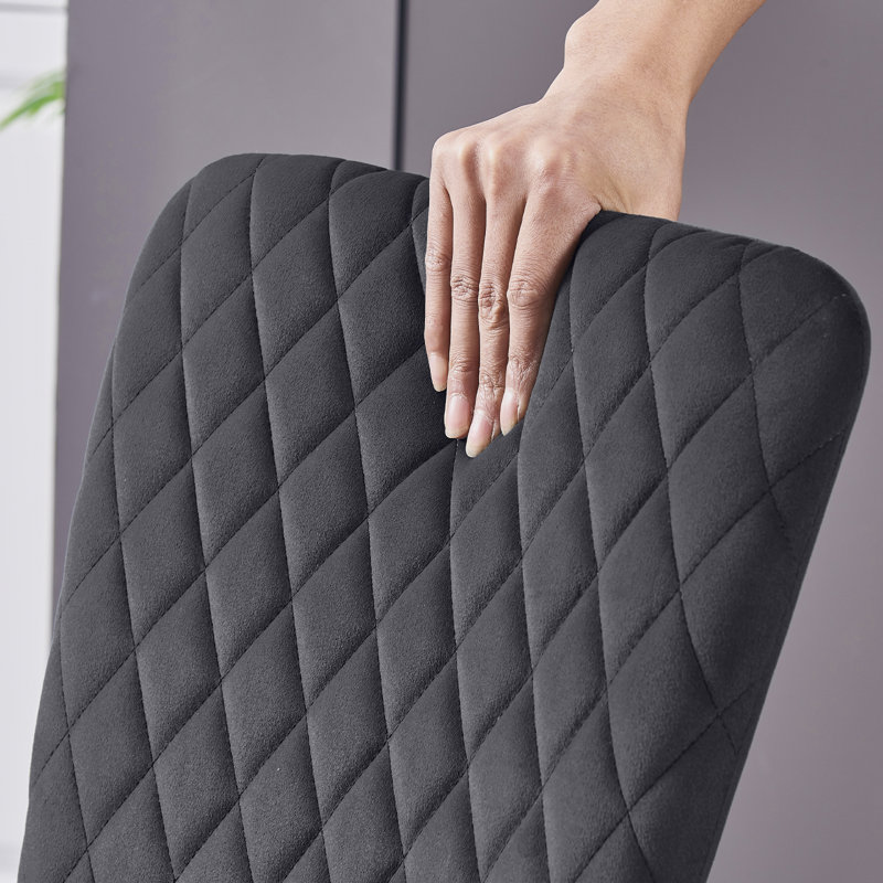 Leilauni Tufted Upholstered Velvet Armless Dining Chair, Black