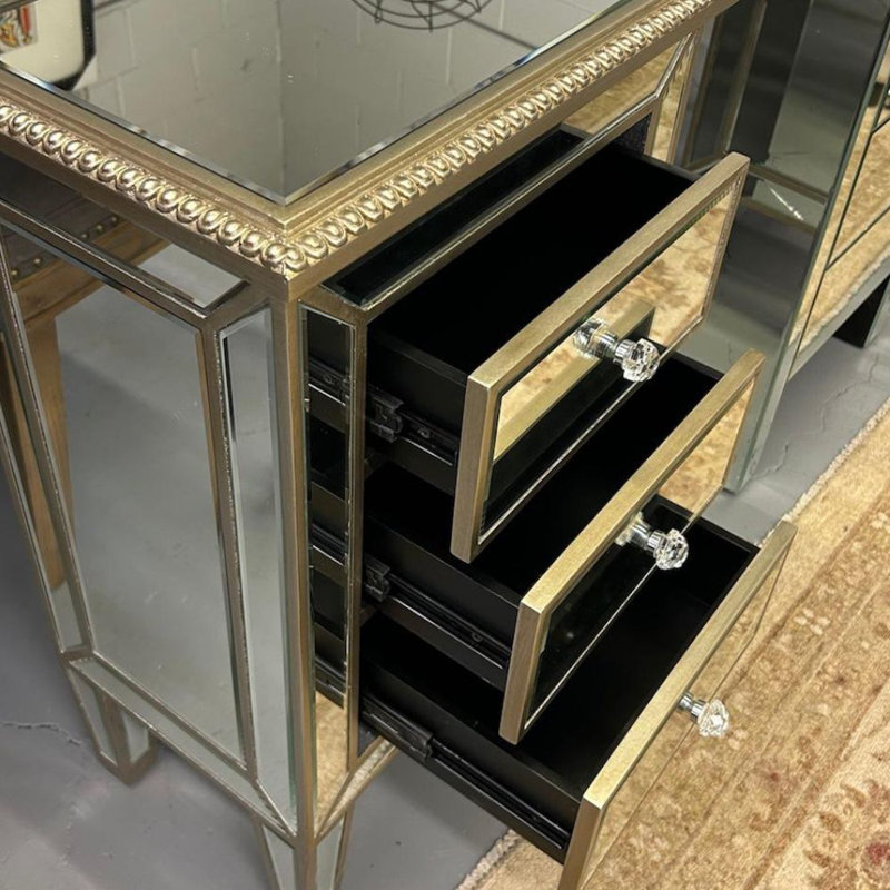 Antoinette Luxe Mirrored 3-Drawer Nightstand