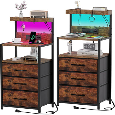 Ensemble de 2 tables de chevet avec prise USB C