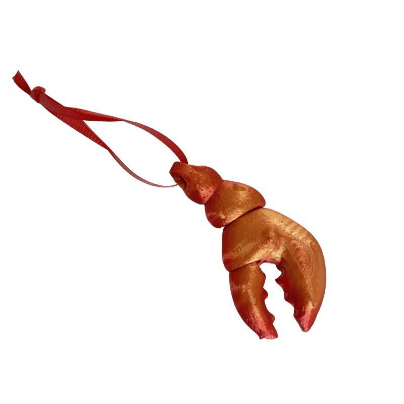 Ornements imprimés de griffes de homard bleu, Rouge / doré, H 3 po x l 3 po x P 6 po