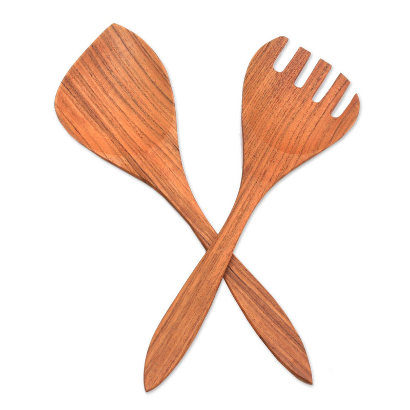 Ensemble de 2 assiettes à salade en bois de teck Arminta Serenade