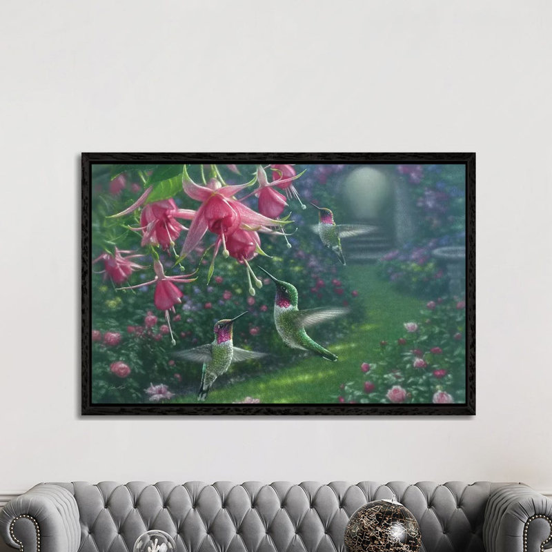 Hummingbird Haven by Collin Bogle - Print on Canvas, Black Framed Canvas, 152.5 cm H x 101.5 cm W x 3.175 cm D