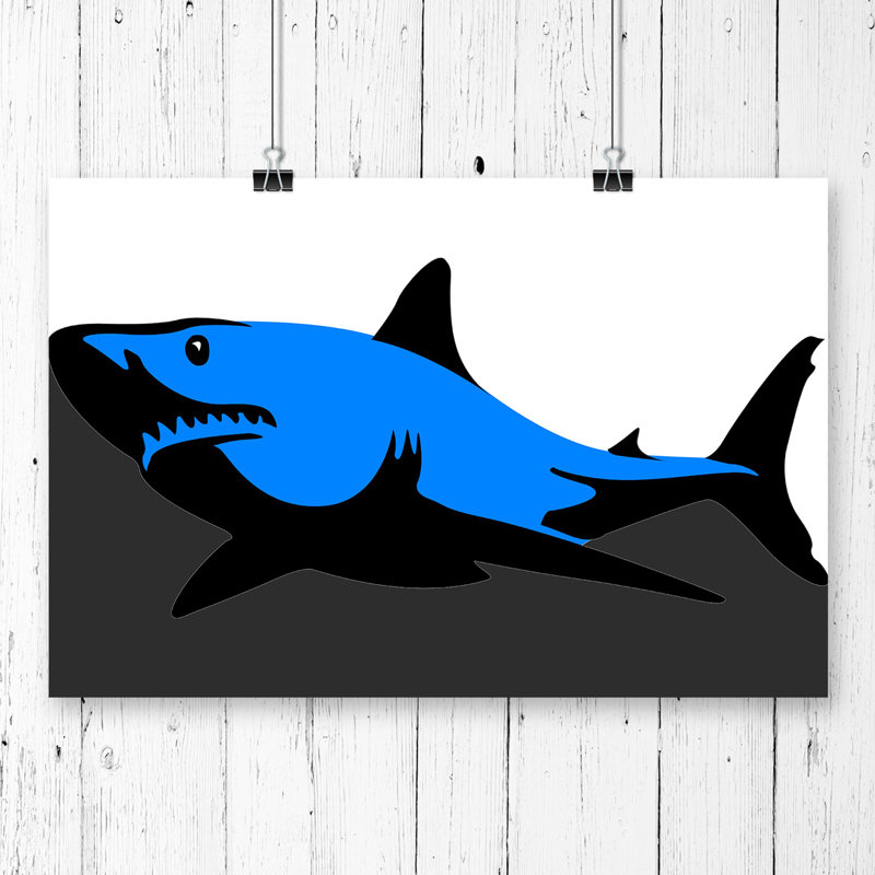 Graphic Shark Art - Frameless Print, 42cm H x 59.4cm W