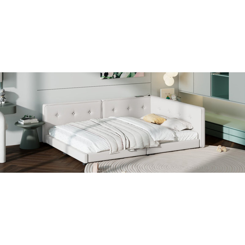Lit plateforme double tapissier, Complet/Double